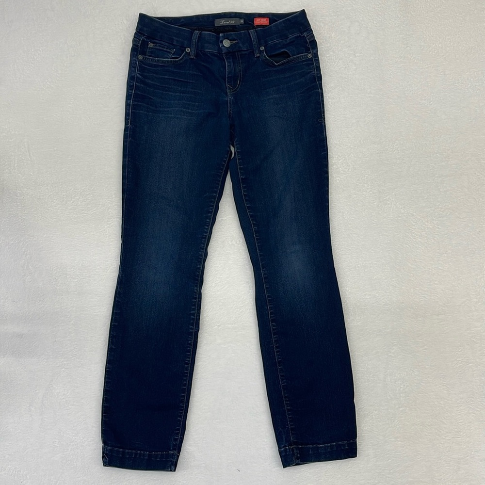 Level 99 Lily Crop Ankle Skinny Straight Jeans Dark Wash Sz 28